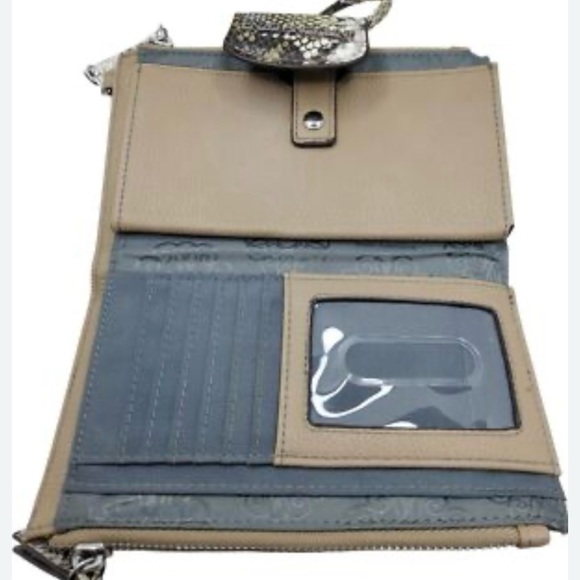 Enzo Angiolini Taupe and Snake Print Clutch - Picture 4 of 4